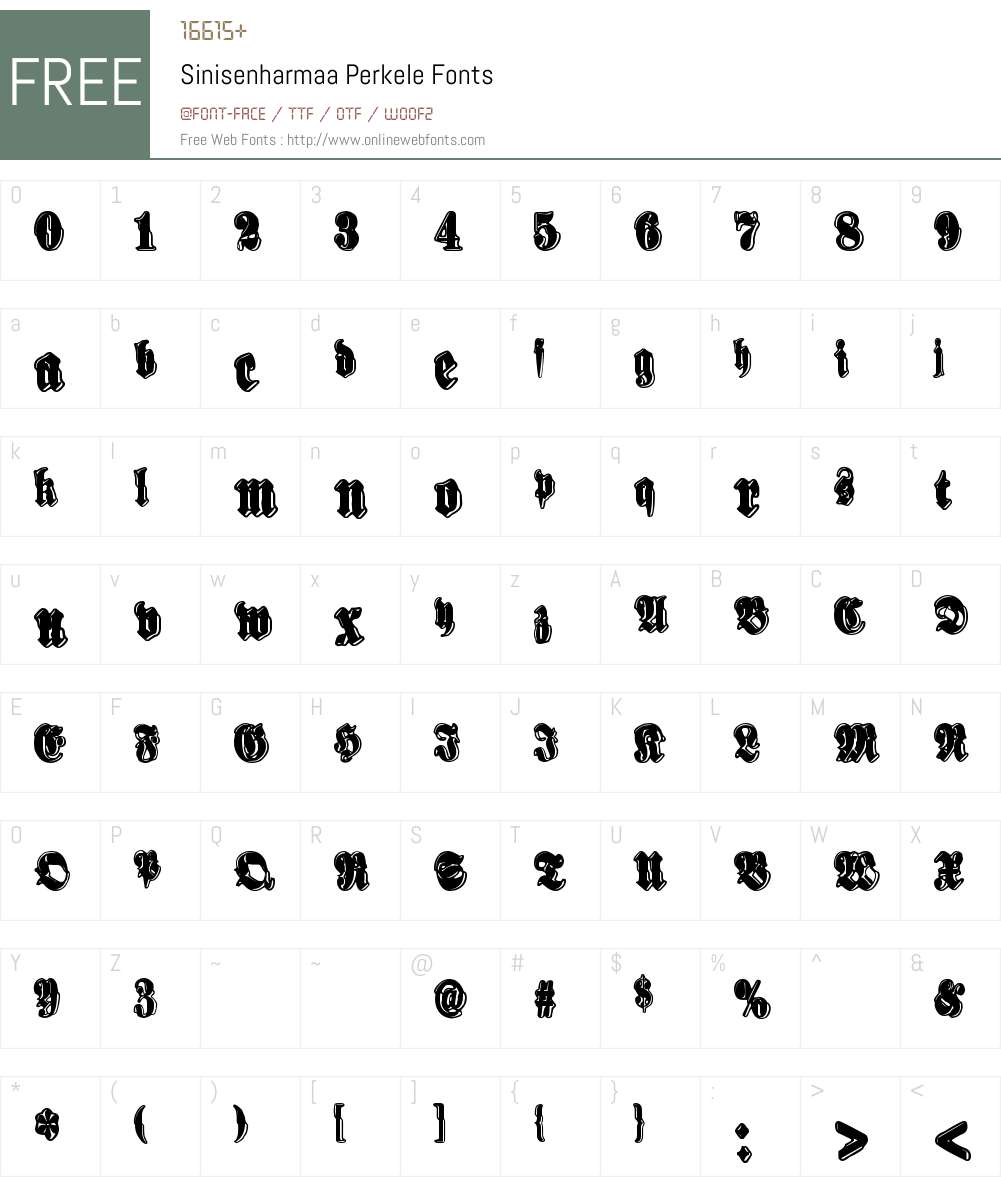 Sinisenharmaa Perkele Font Screenshots