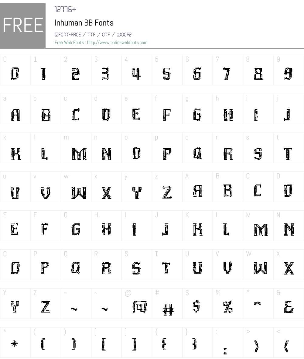 Inhuman BB Font Screenshots