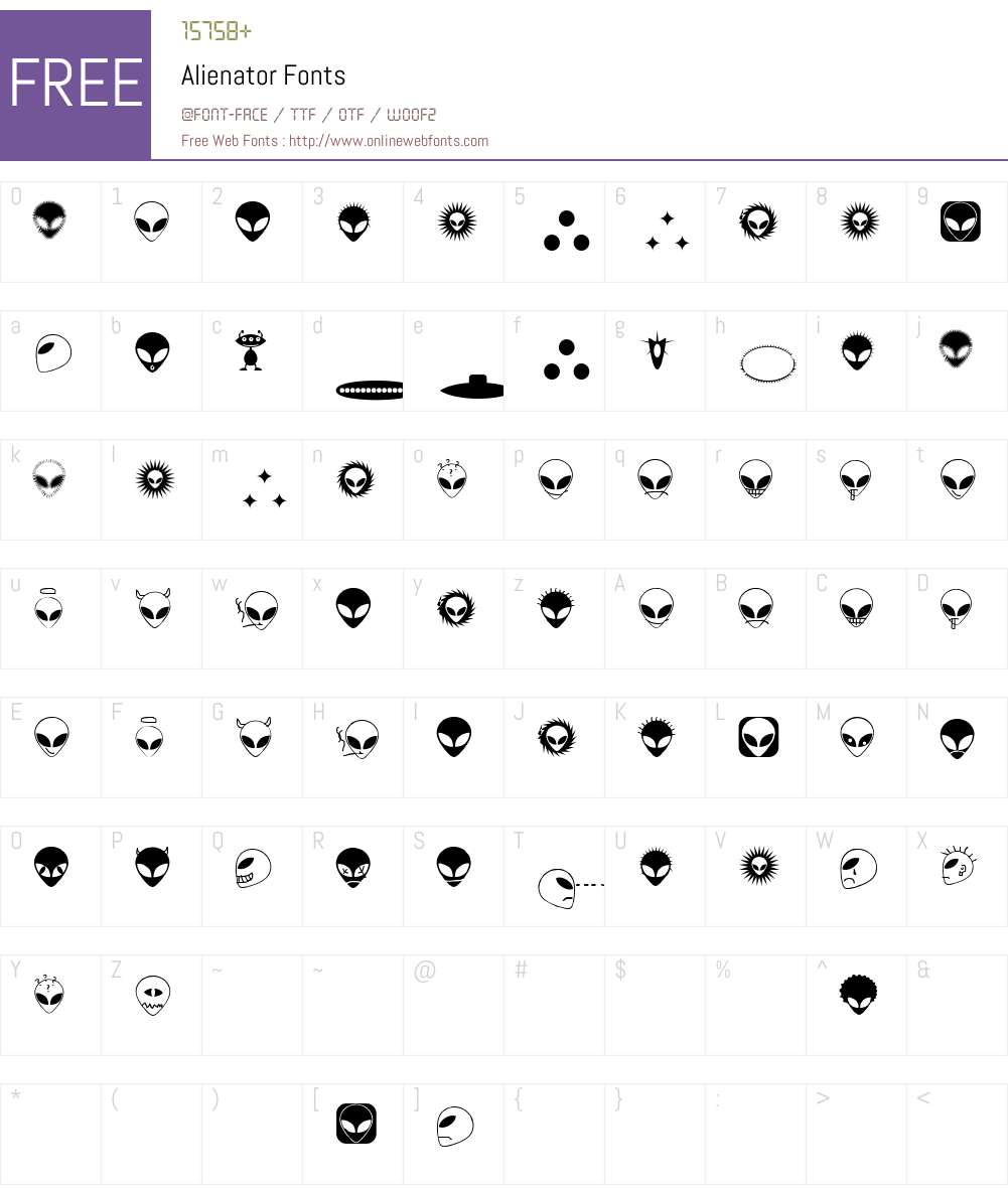 Alienator Font Screenshots