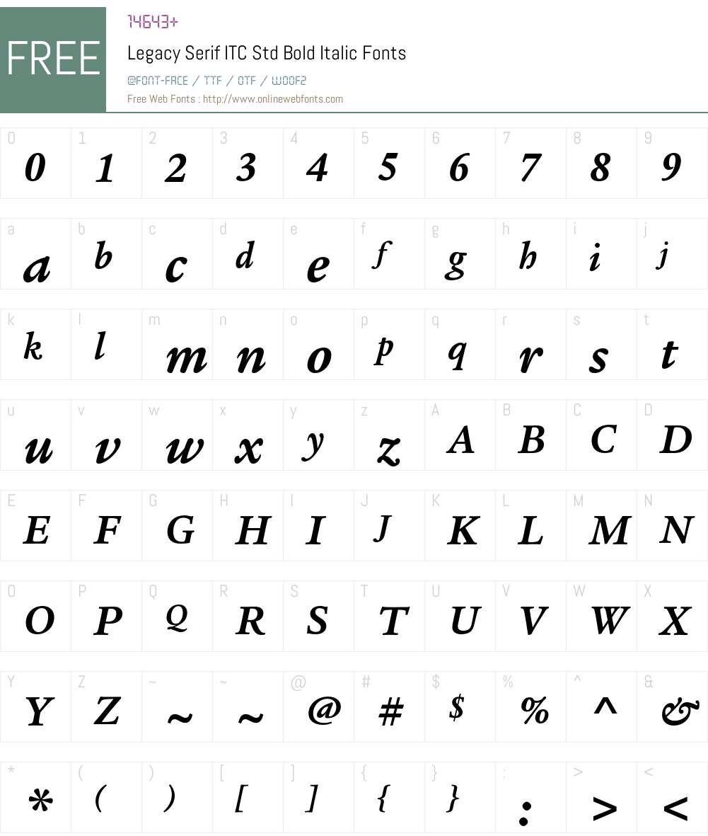Legacy Serif ITC Std Font Screenshots