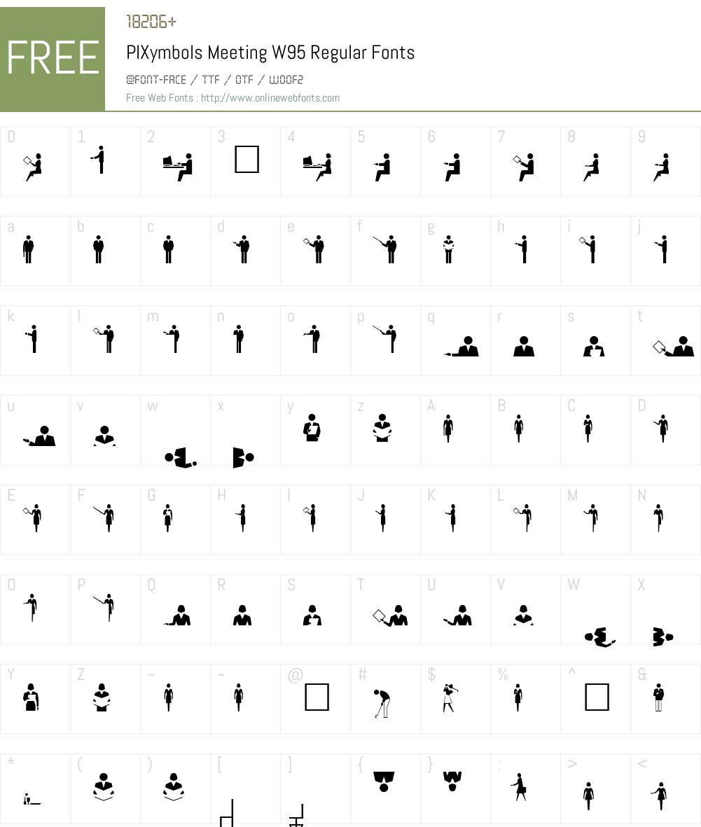 PIXymbolsMeetingW95-Regular Font Screenshots