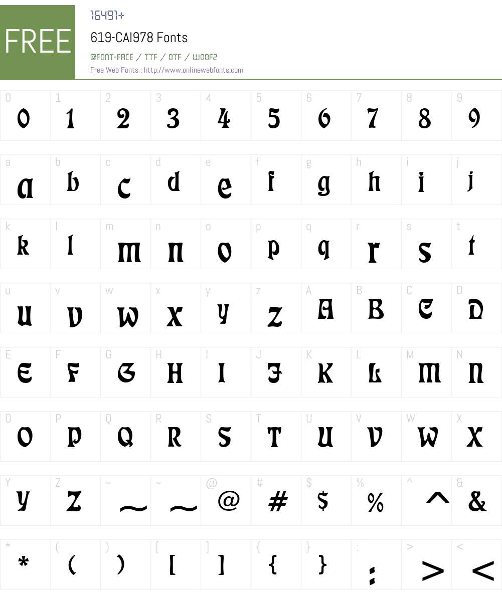 619-CAI978 Font Screenshots