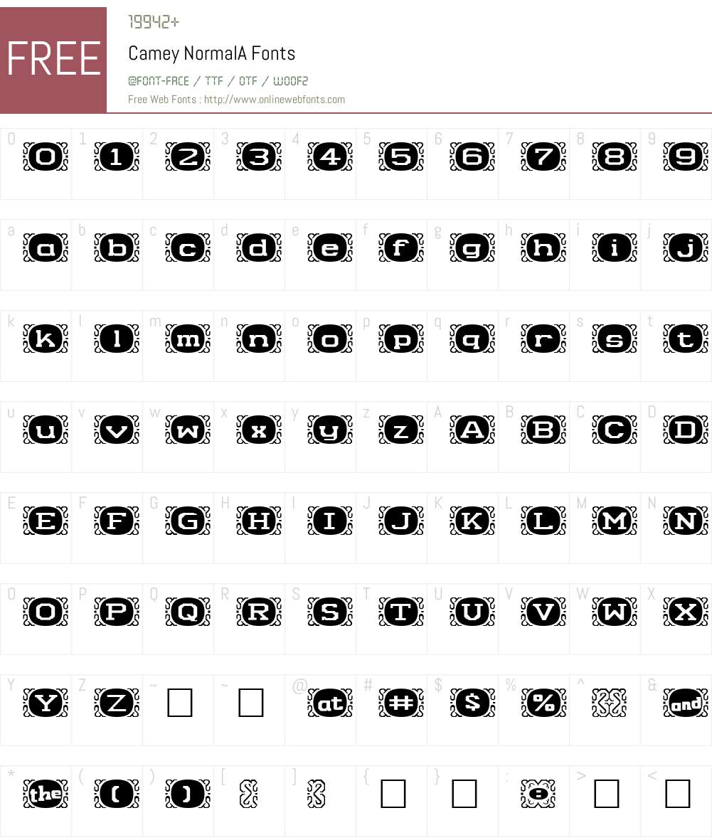 Camey Font Screenshots