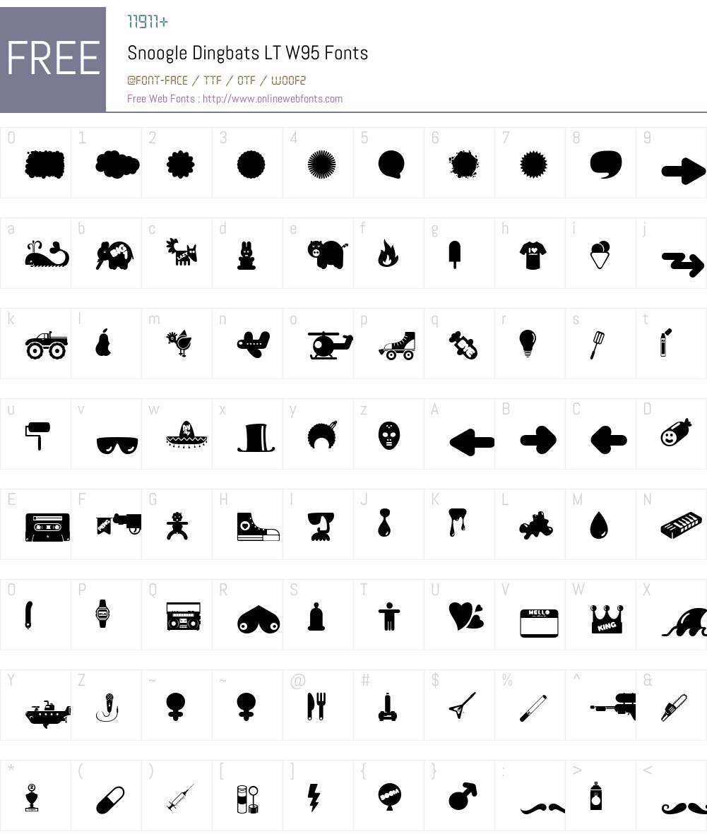 SnoogleDingbatsLTW95 Font Screenshots