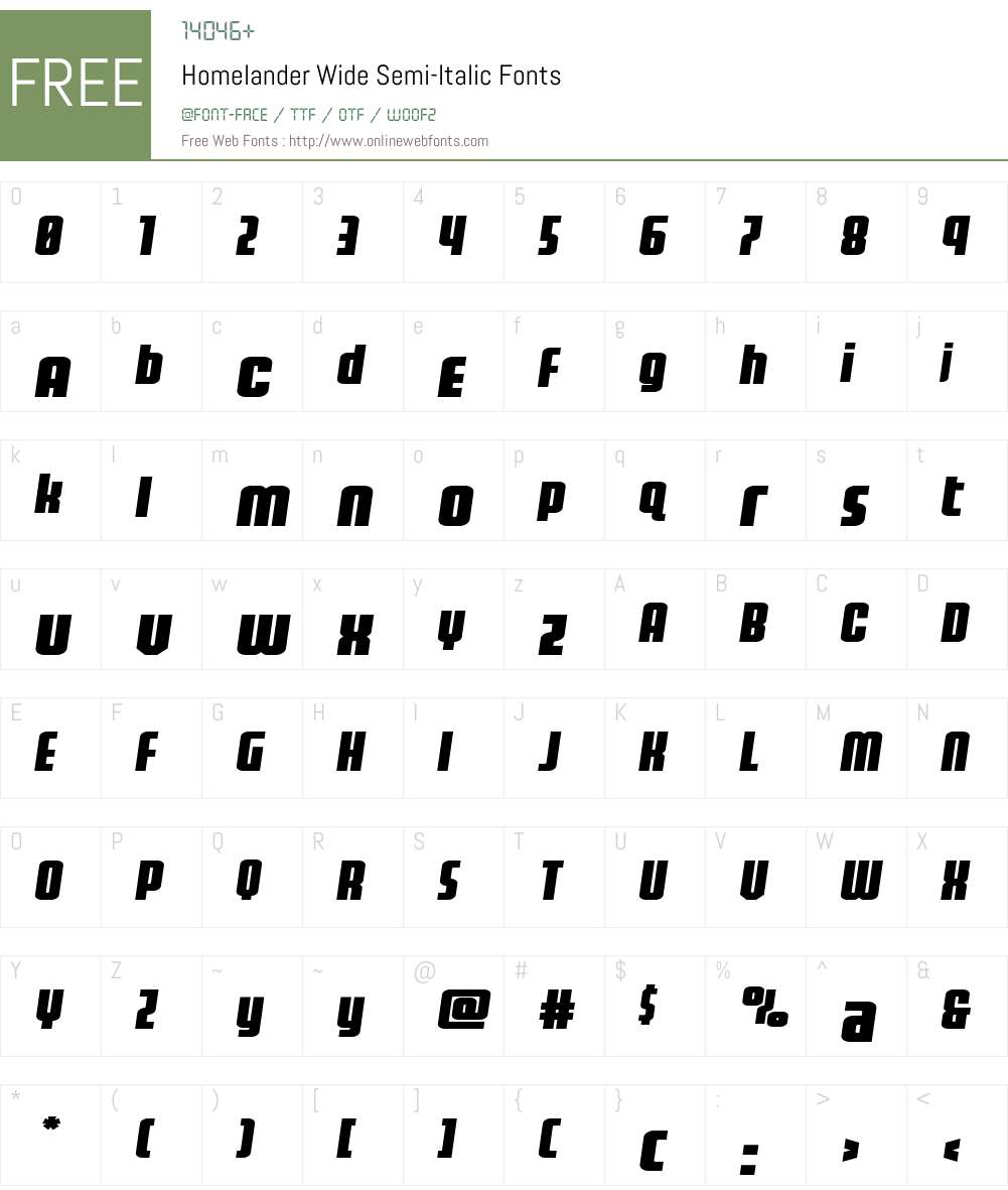 Homelander Wide Semi-Italic Font Screenshots