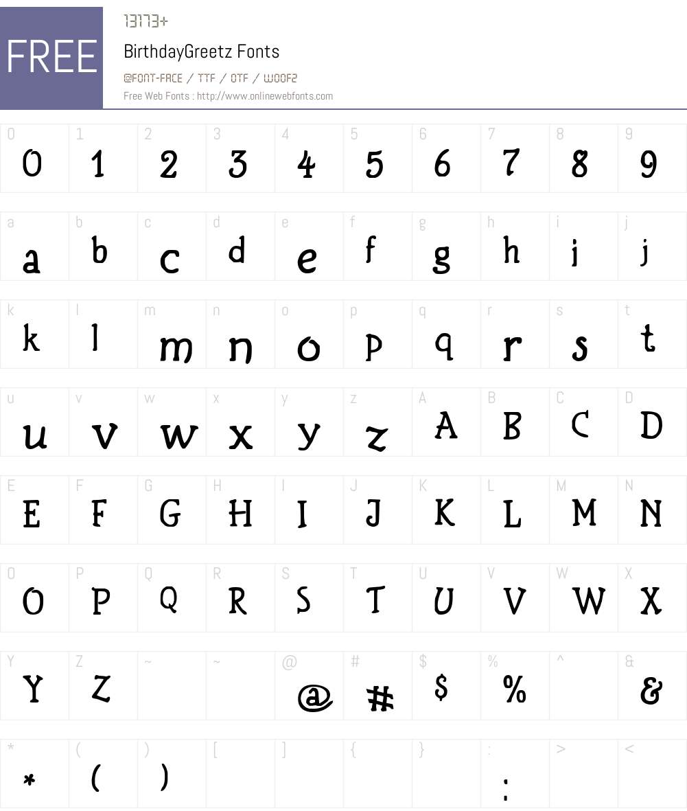 BirthdayGreetz Font Screenshots