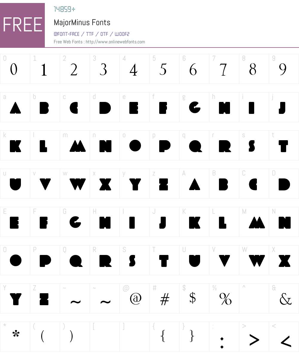 MajorMinus Font Screenshots