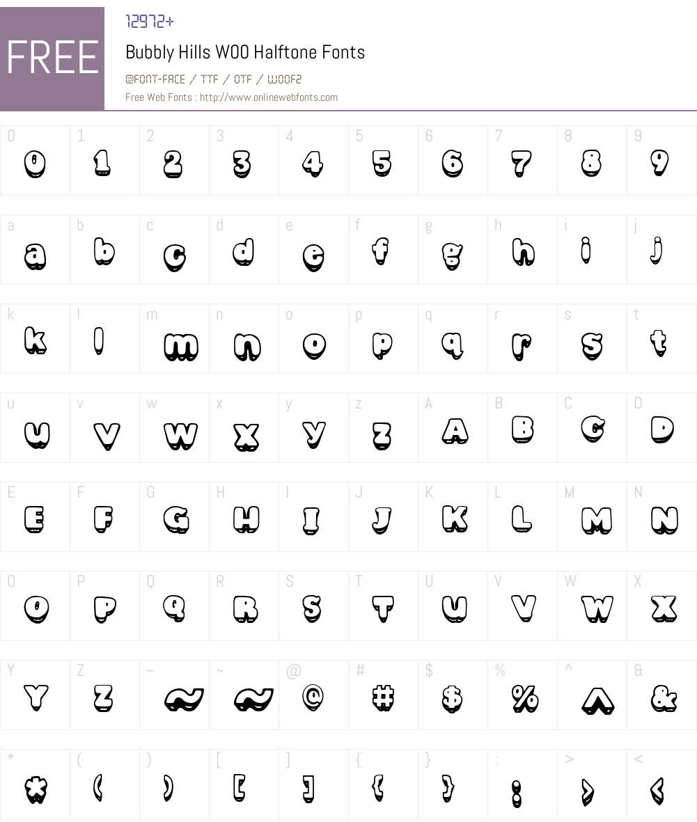 BubblyHillsW00-Halftone Font Screenshots