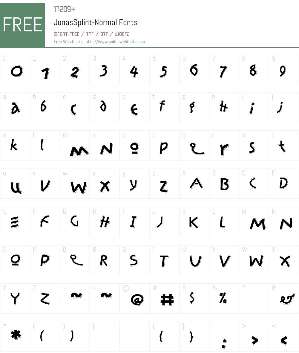 JonasSplint Font Screenshots