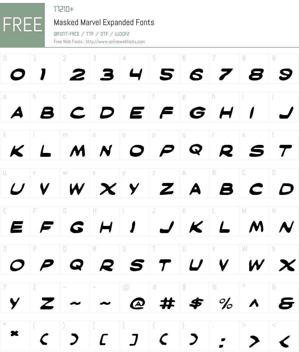 Masked Marvel Expanded Font Screenshots