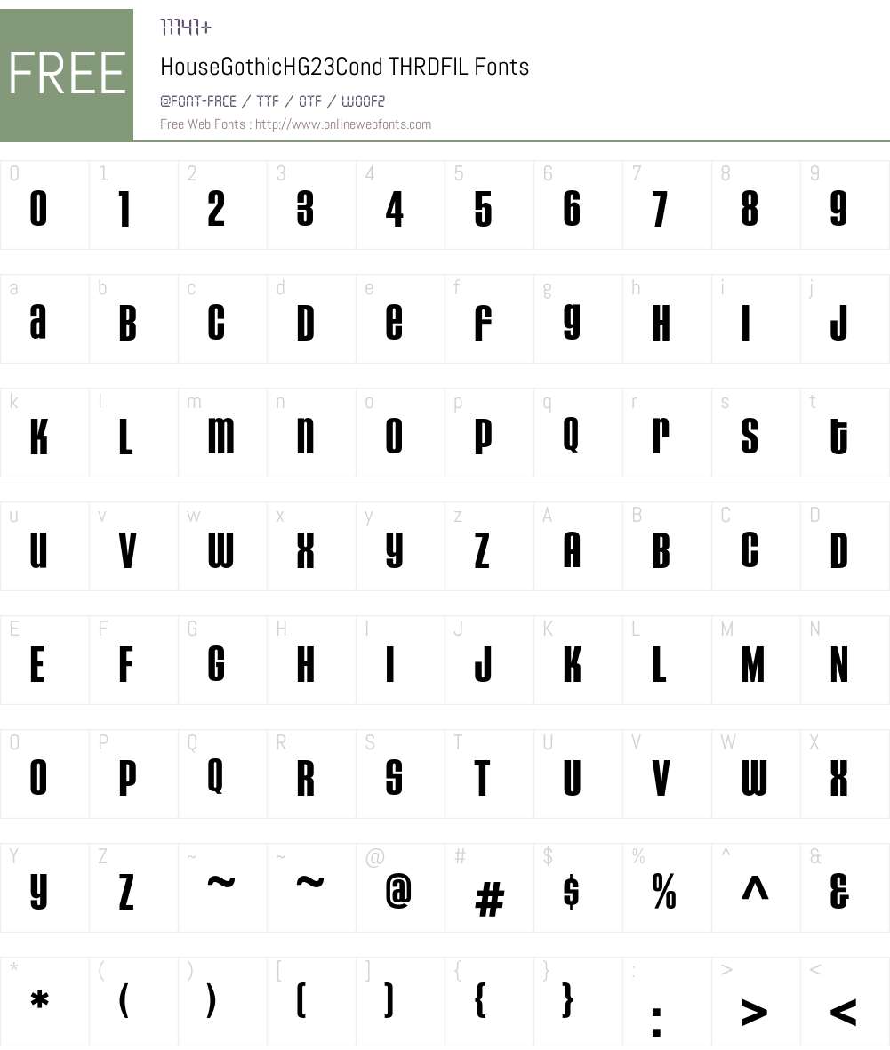 HouseGothicHG23Cond Font Screenshots