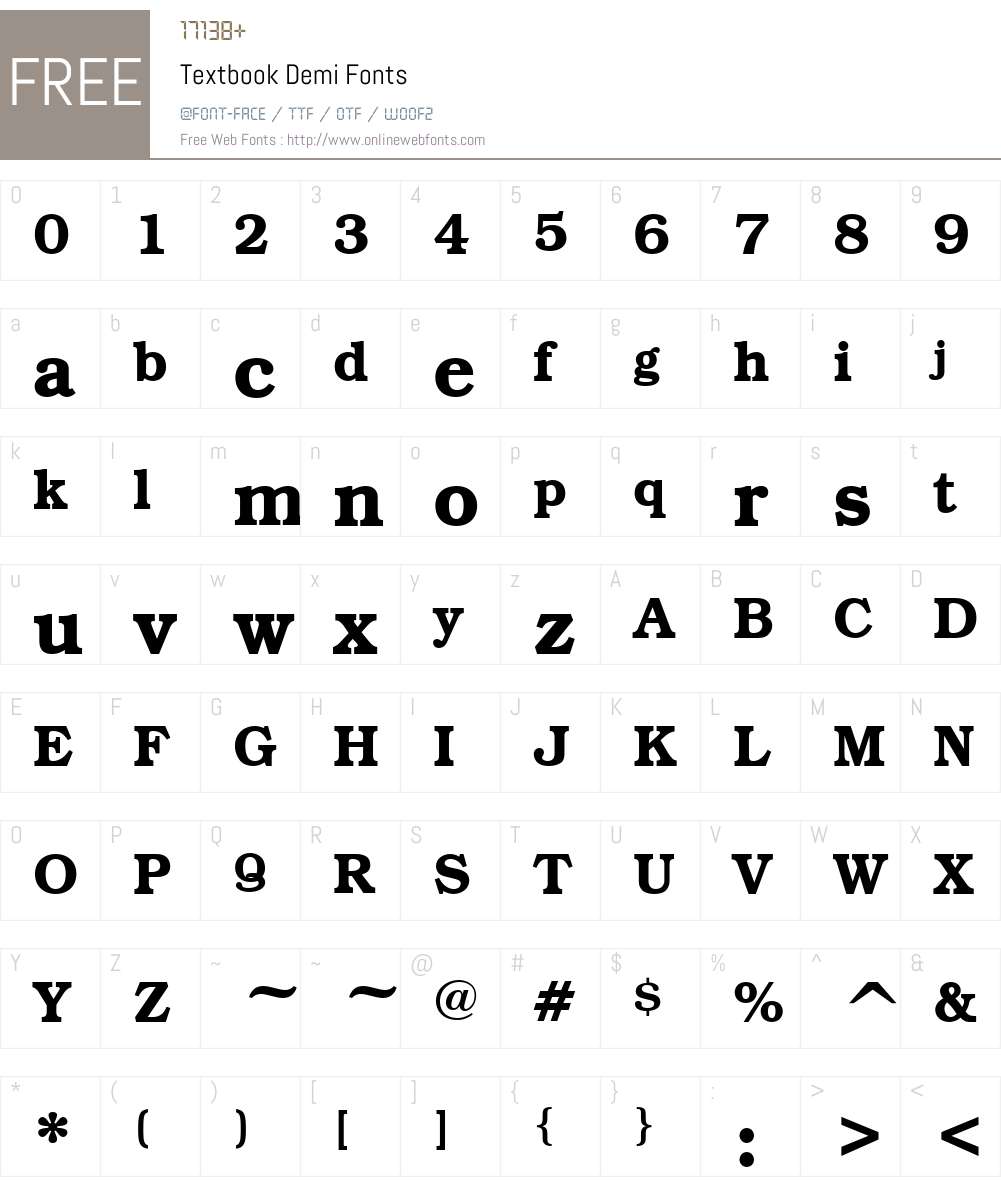Textbook Font Screenshots