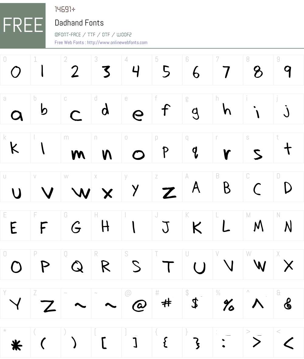Dadhand Font Screenshots