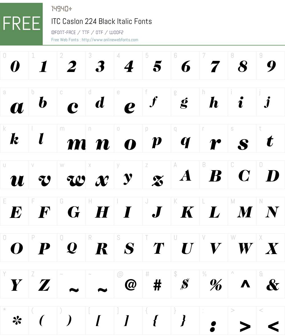 ITC Caslon 224 Font Screenshots