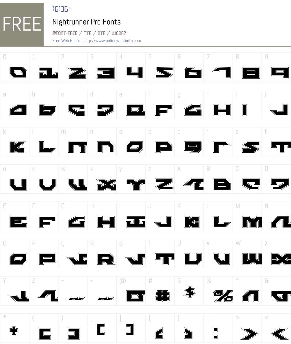 Nightrunner Pro Font Screenshots