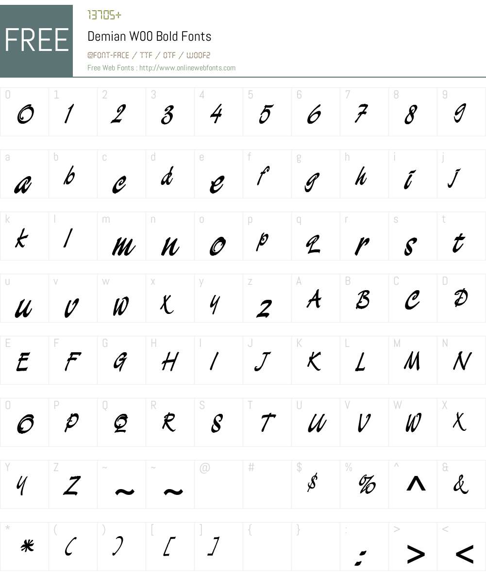 DemianW00-Bold Font Screenshots