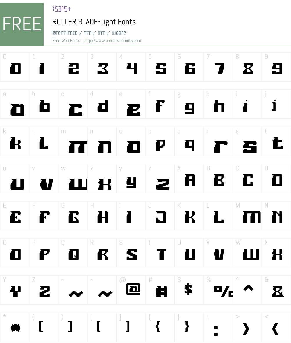 ROLLER BLADE-Light Font Screenshots