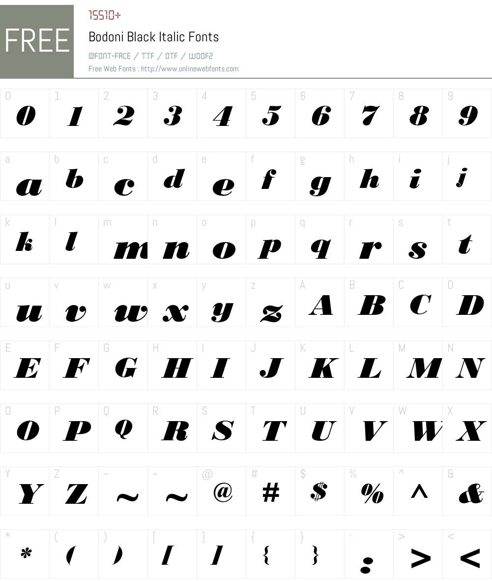 Bodoni Font Screenshots