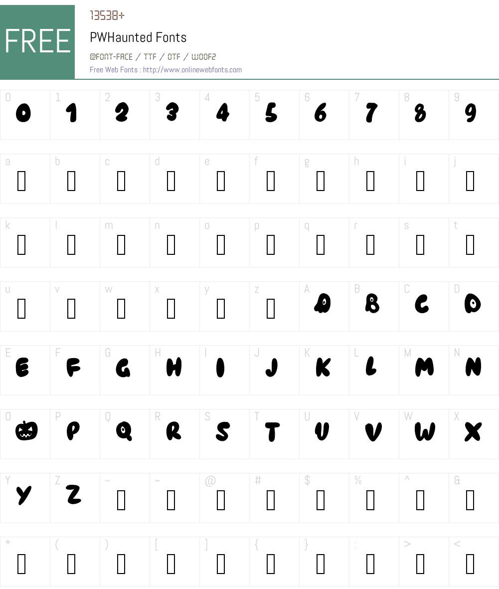 PWHaunted Font Screenshots