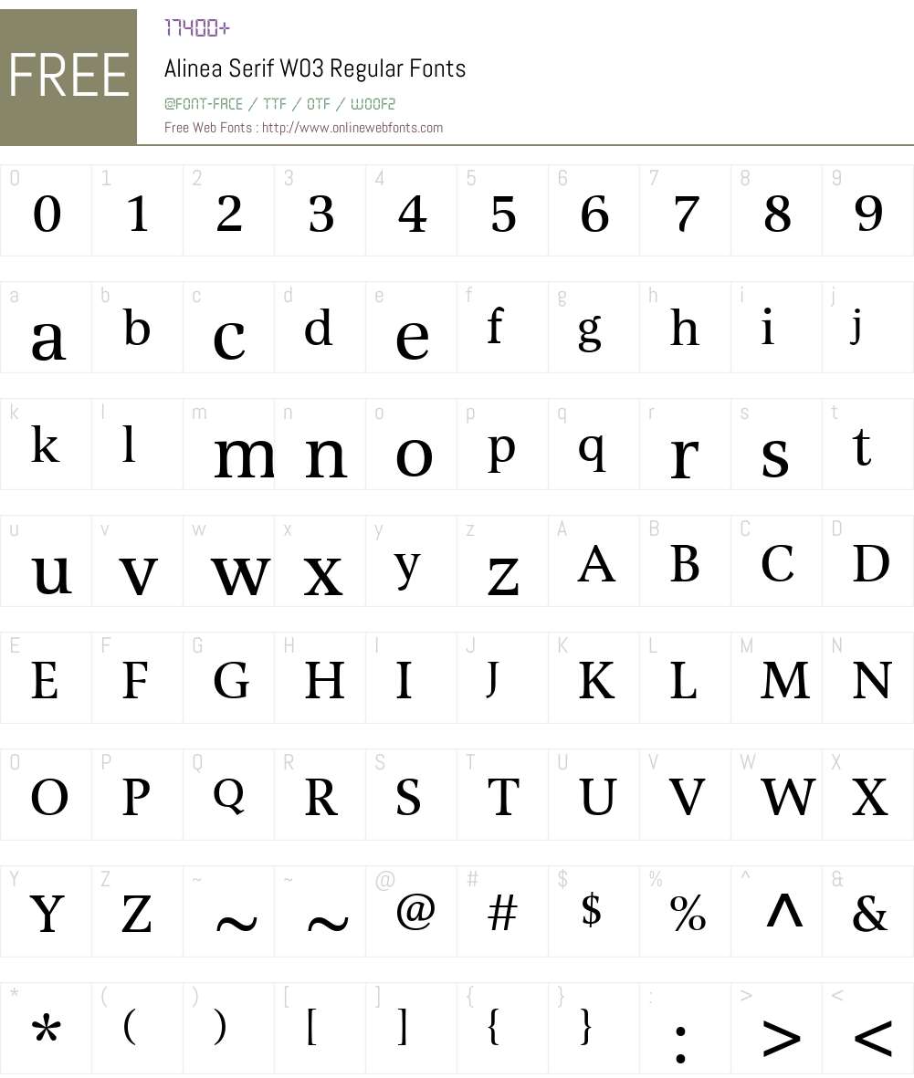 Alinea Serif Font Screenshots