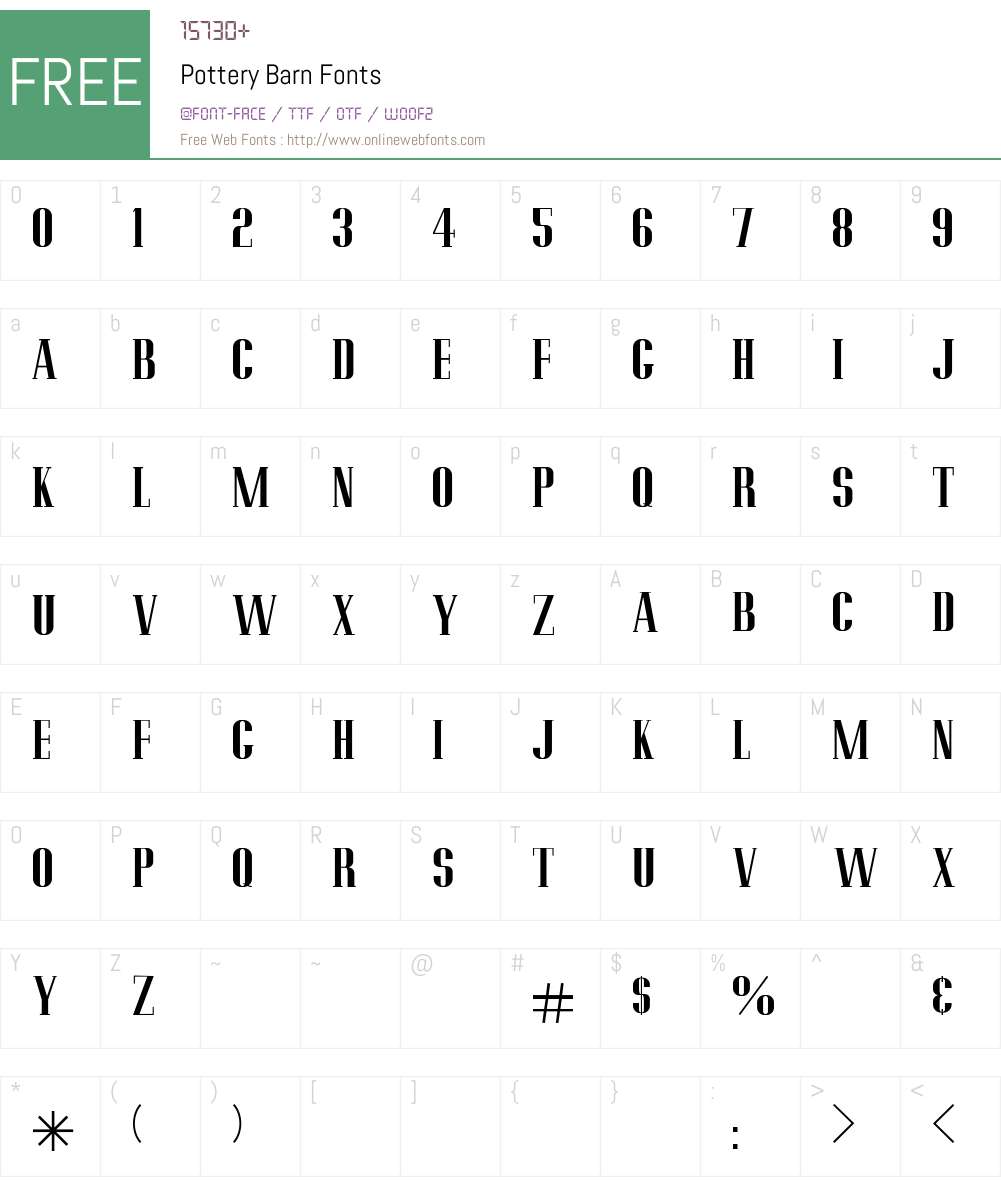 Pottery Barn Font Screenshots