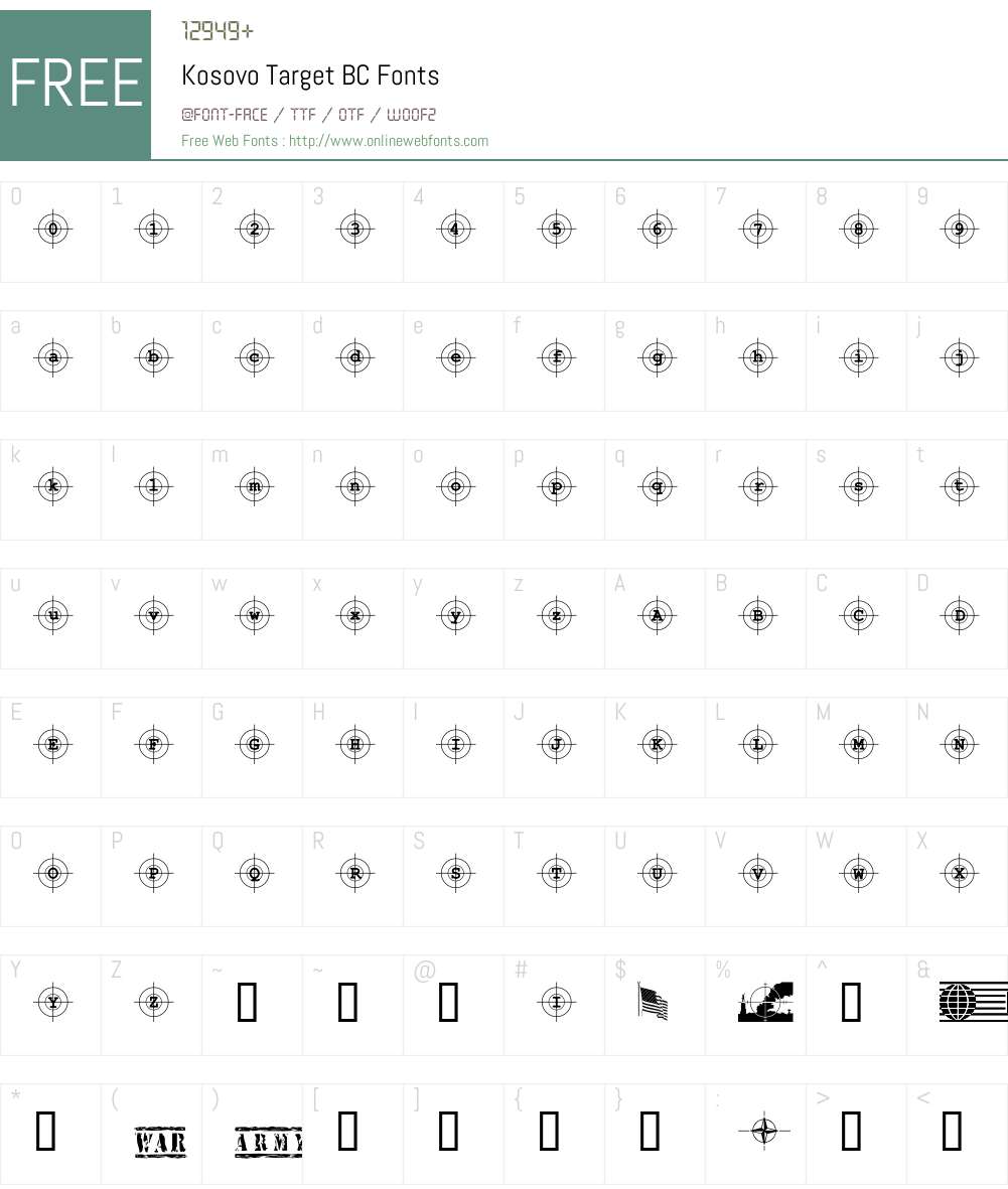 Kosovo Target BC Font Screenshots