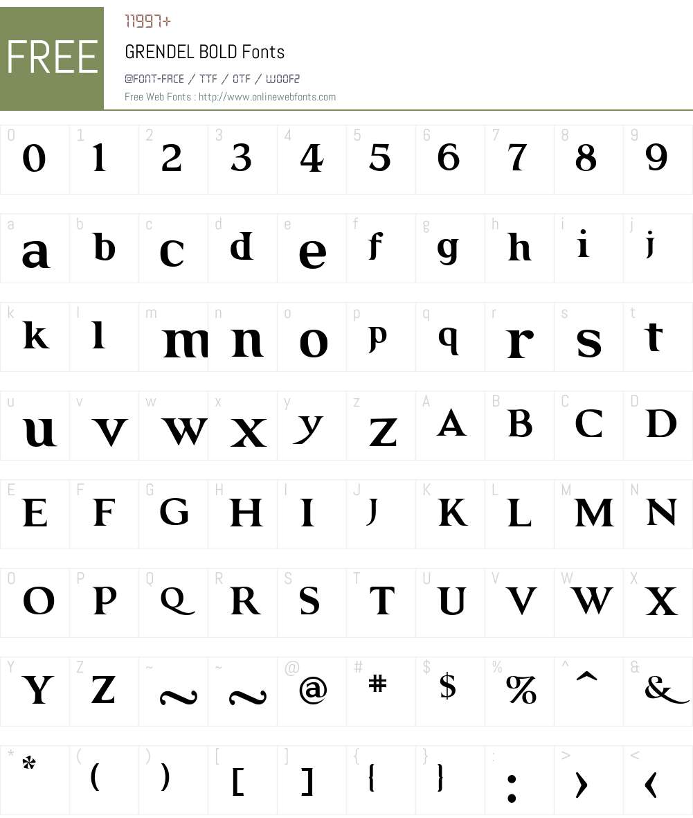 GRENDEL Font Screenshots