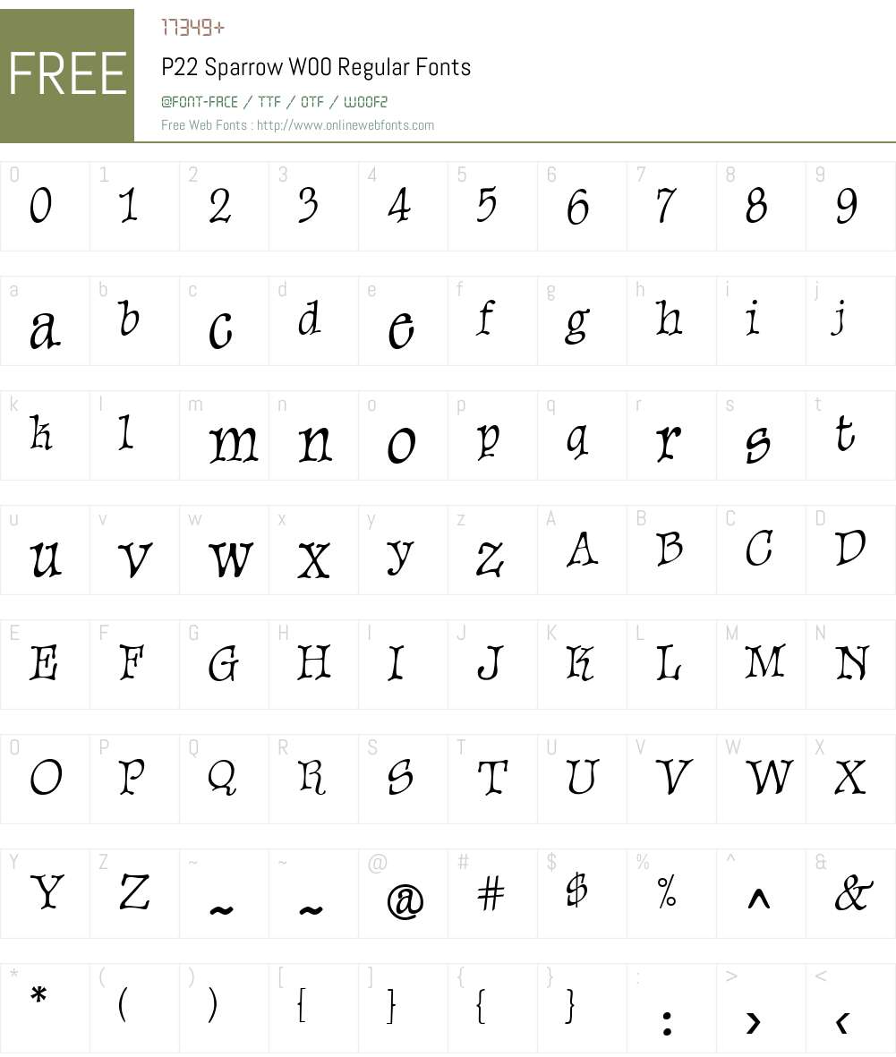 P22SparrowW00-Regular Font Screenshots