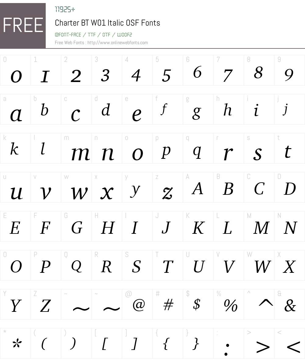 CharterBTW01-ItalicOSF Font Screenshots