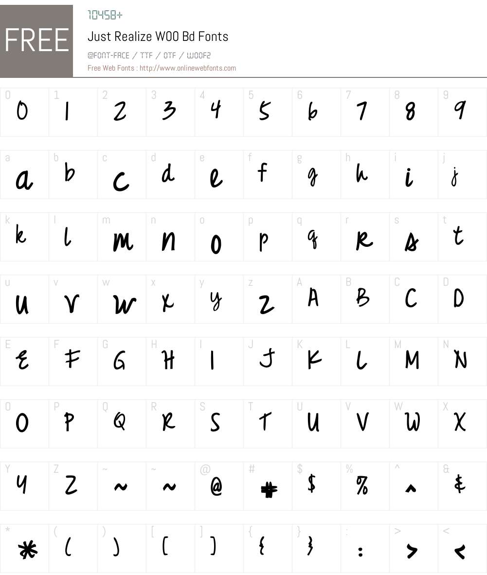 JustRealizeW00-Bd Font Screenshots