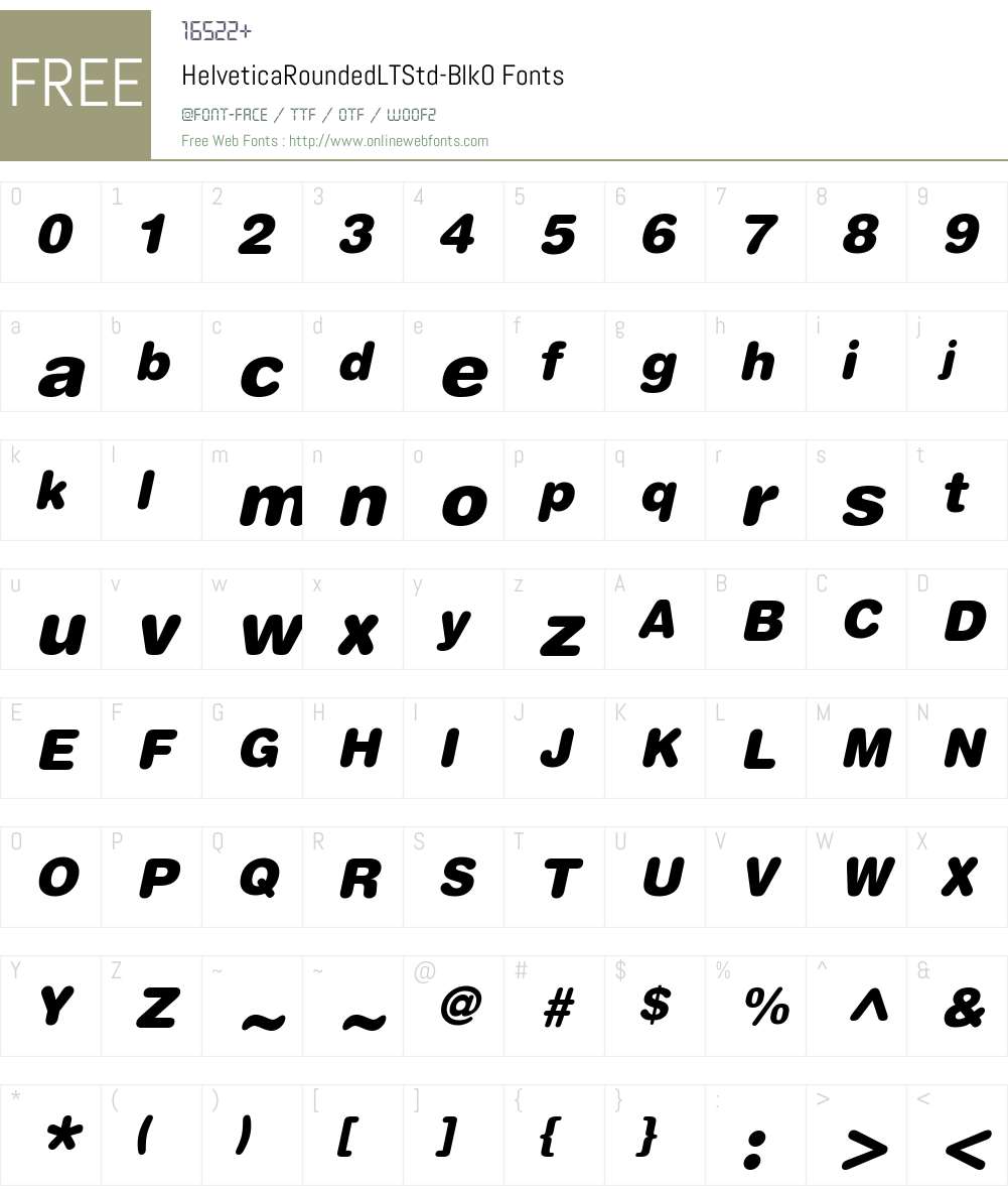 HelveticaRounded LT Std Blk Font Screenshots