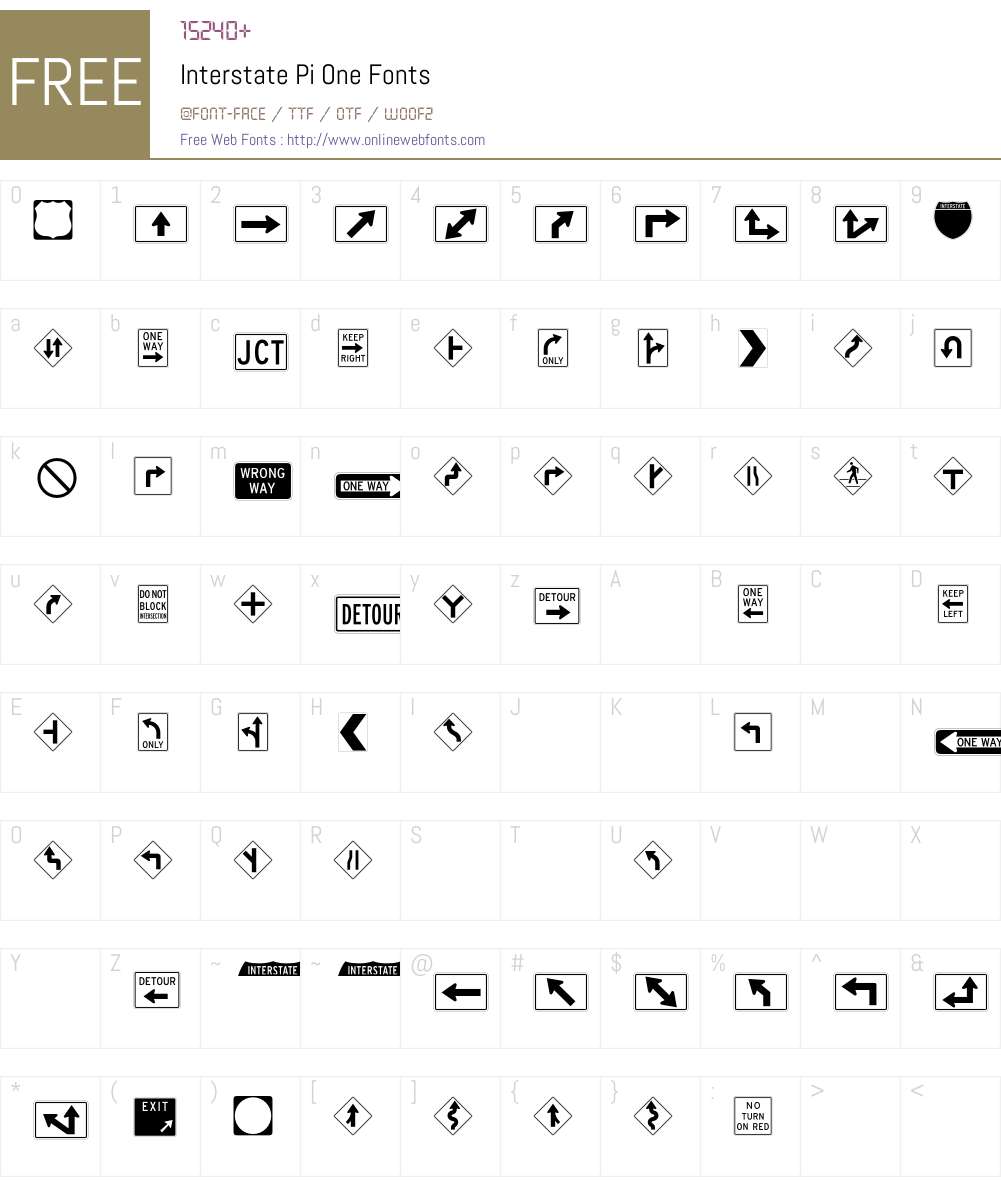 Interstate Pi One Font Screenshots