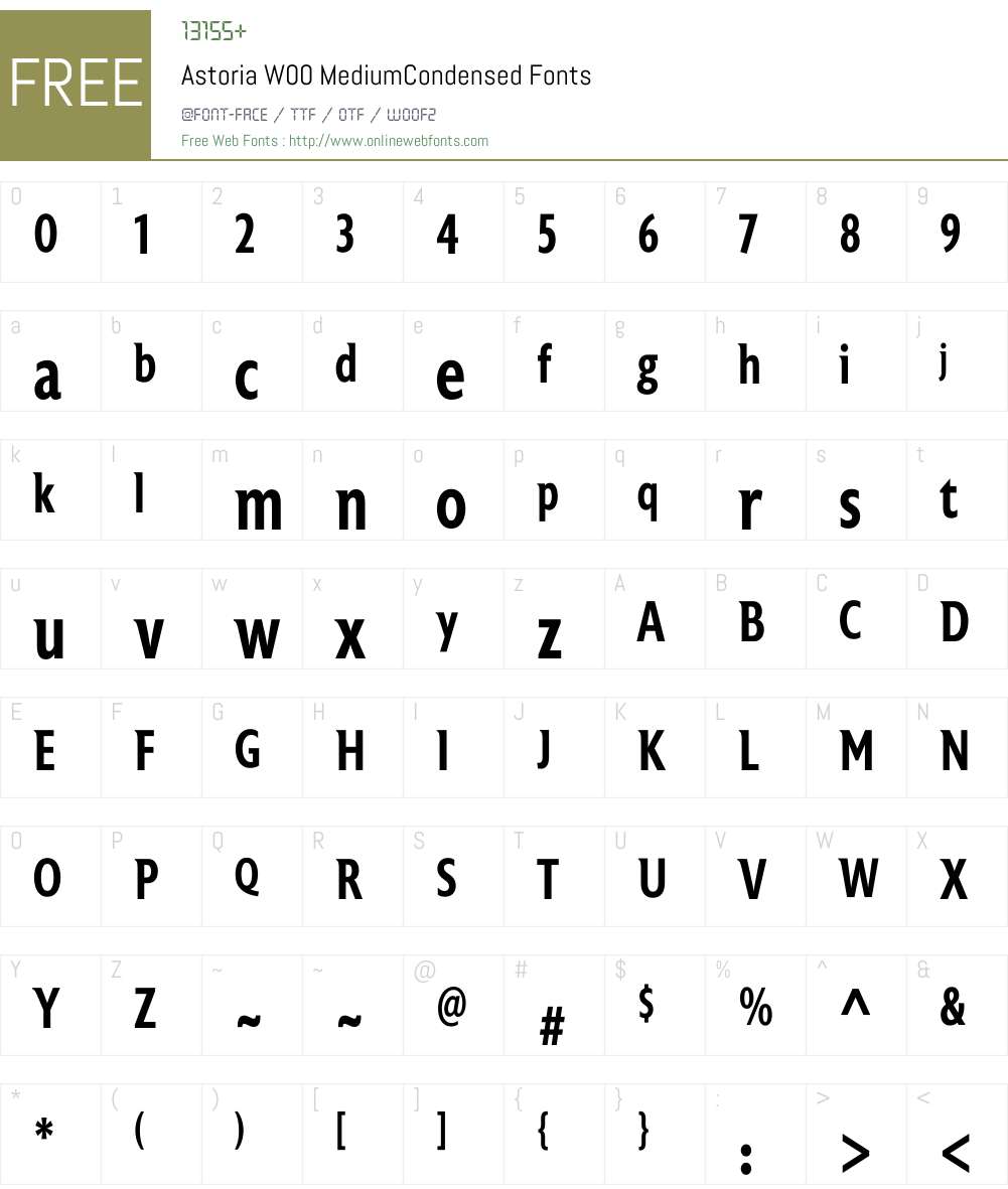AstoriaW00-MediumCondensed Font Screenshots