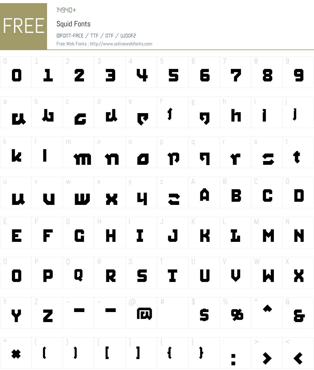 Squid Font Screenshots