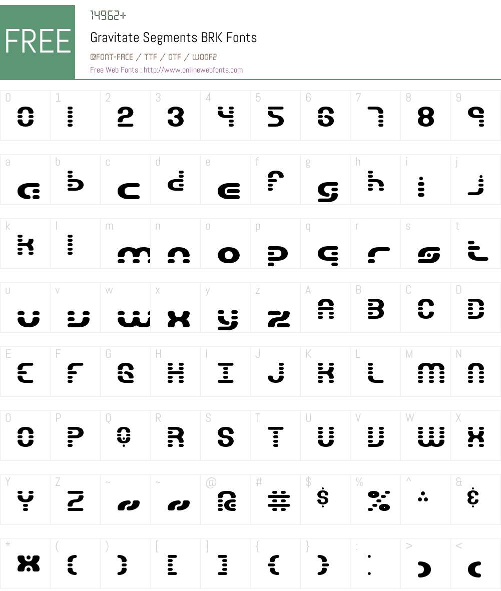 Gravitate Segments BRK Font Screenshots