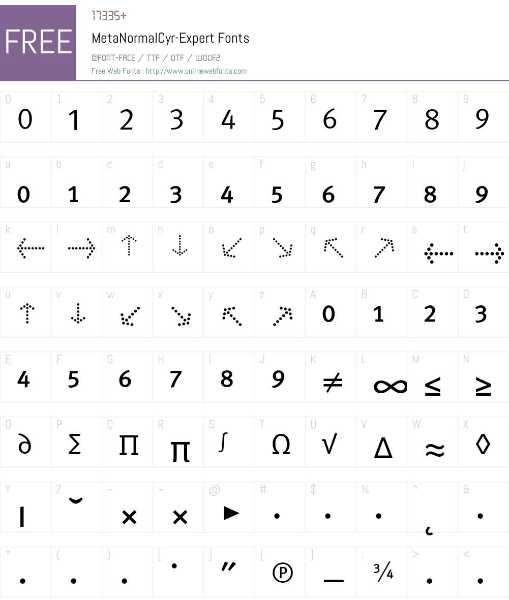 MetaNormalCyr-Expert Font Screenshots
