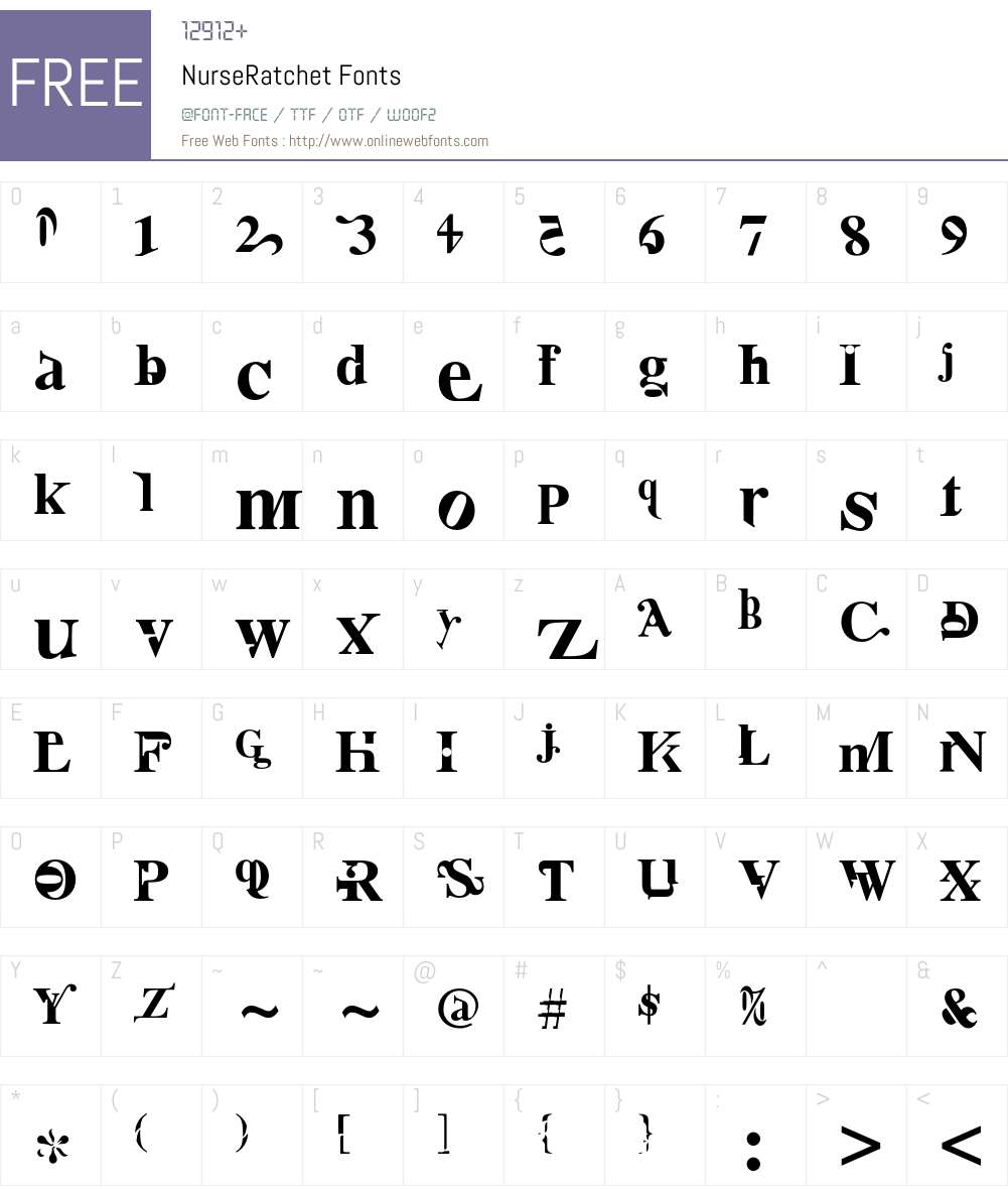NurseRatchet Font Screenshots