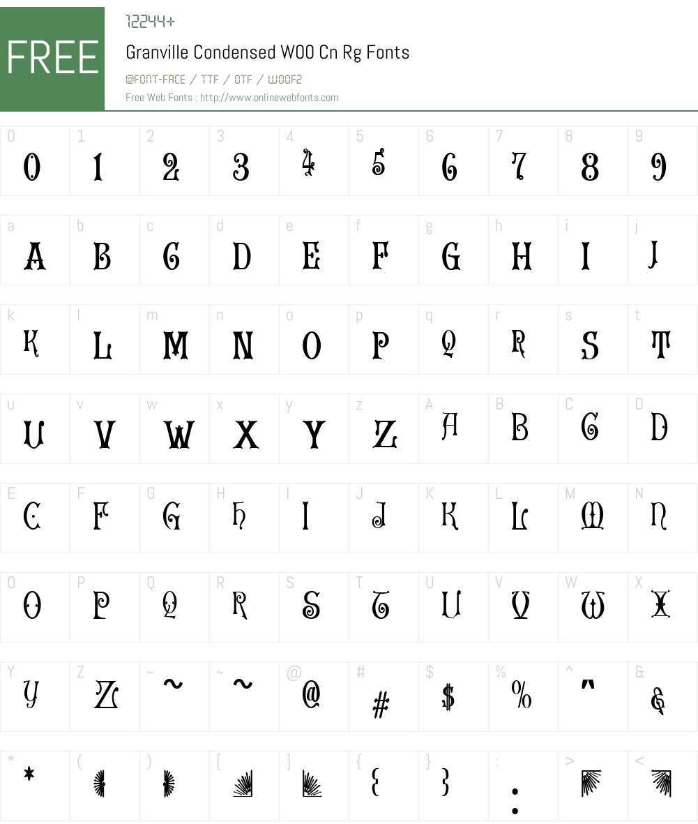 GranvilleCondensedW00-CnRg Font Screenshots