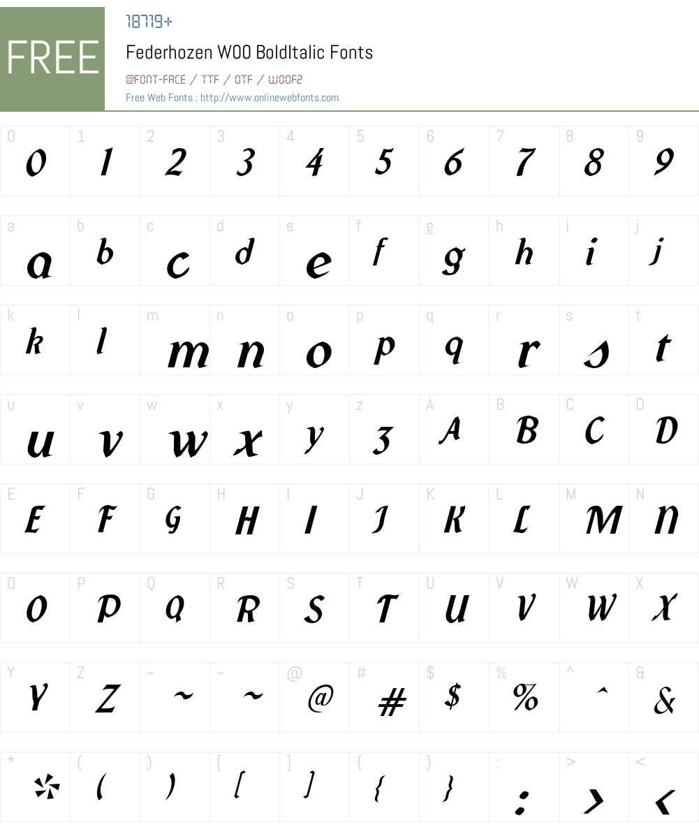 FederhozenW00-BoldItalic Font Screenshots