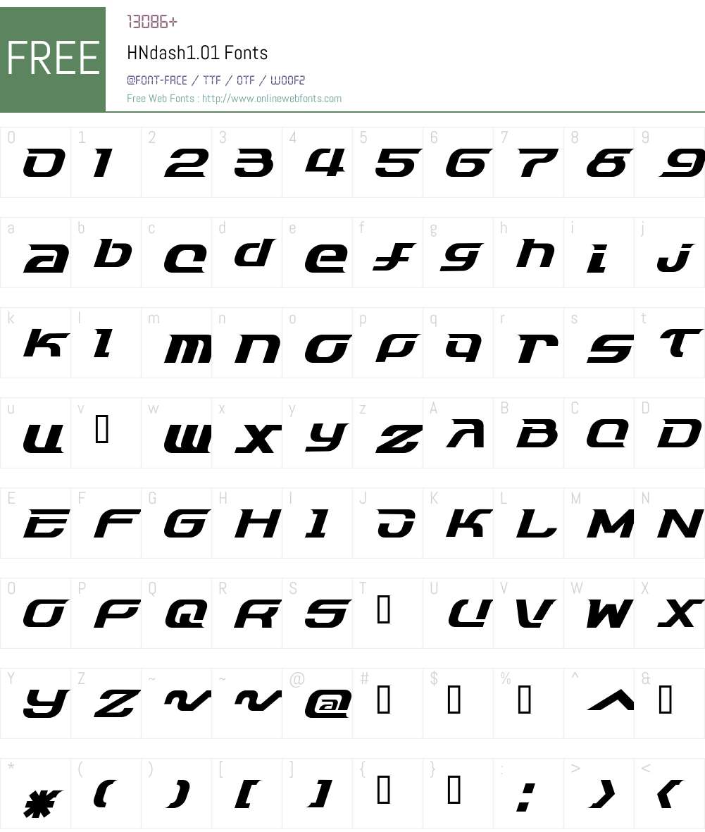 HNdash1.01 Font Screenshots