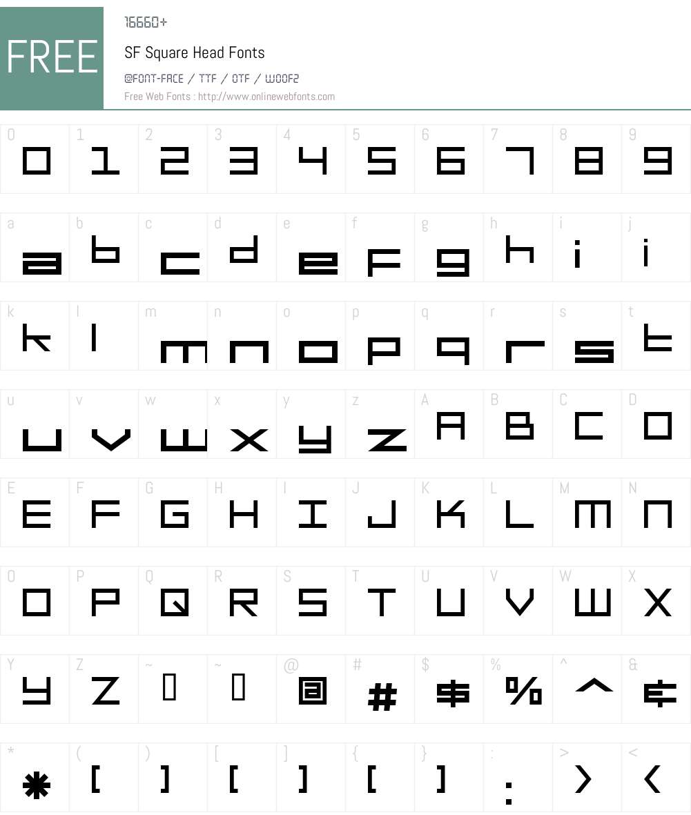 SF Square Head Font Screenshots