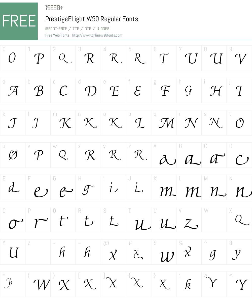 PrestigeFLightW90-Regular Font Screenshots