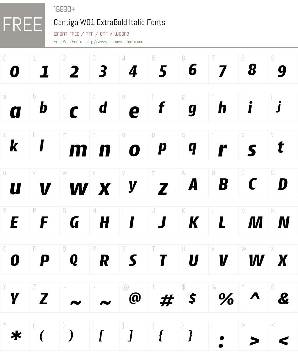 CantigaW01-ExtraBoldItalic Font Screenshots