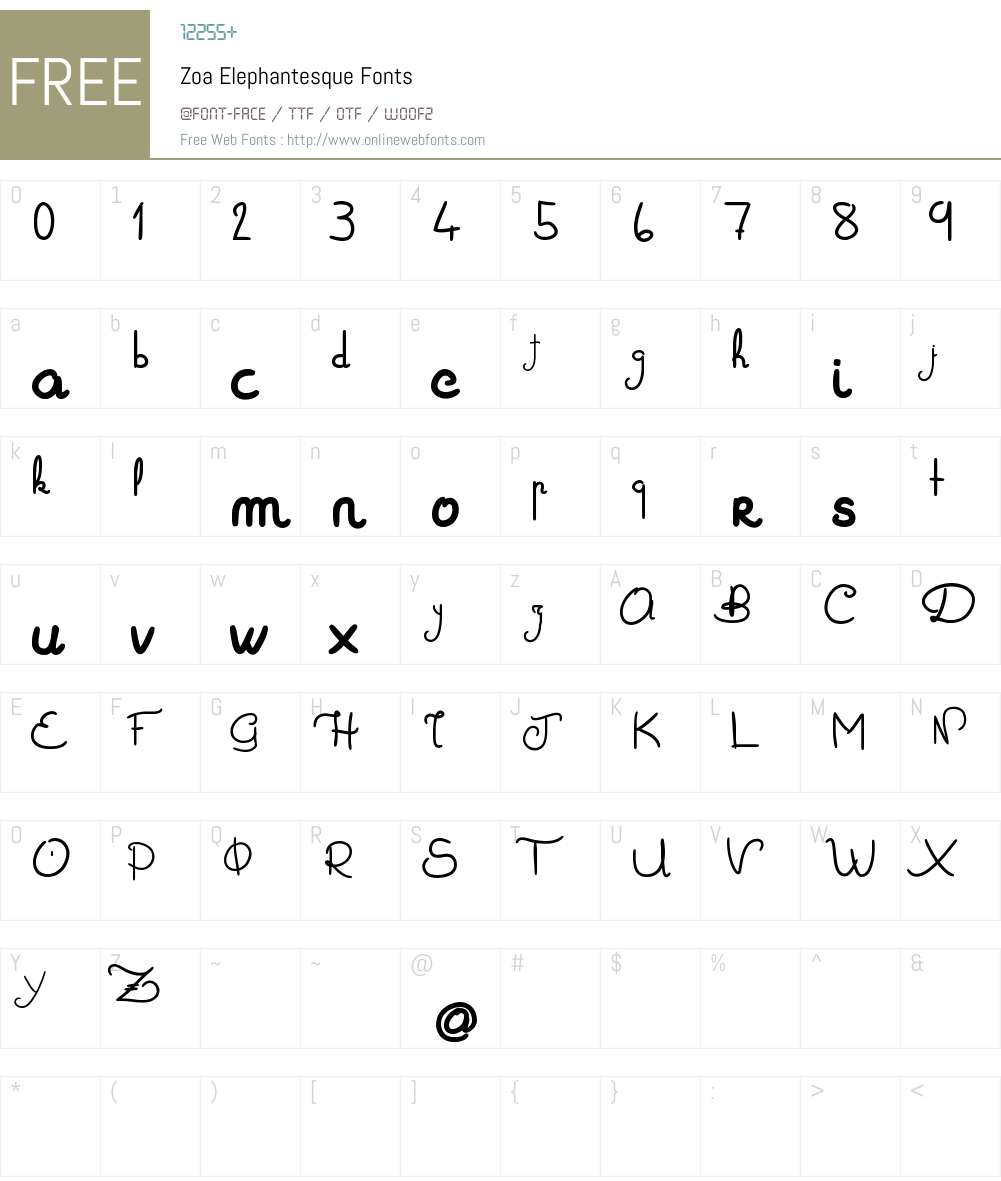 Zoa Elephantesque Font Screenshots
