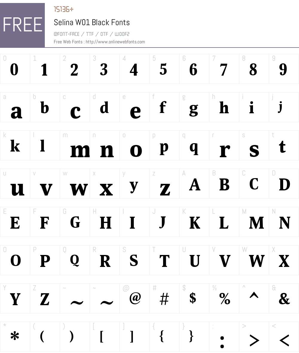 SelinaW01-Black Font Screenshots