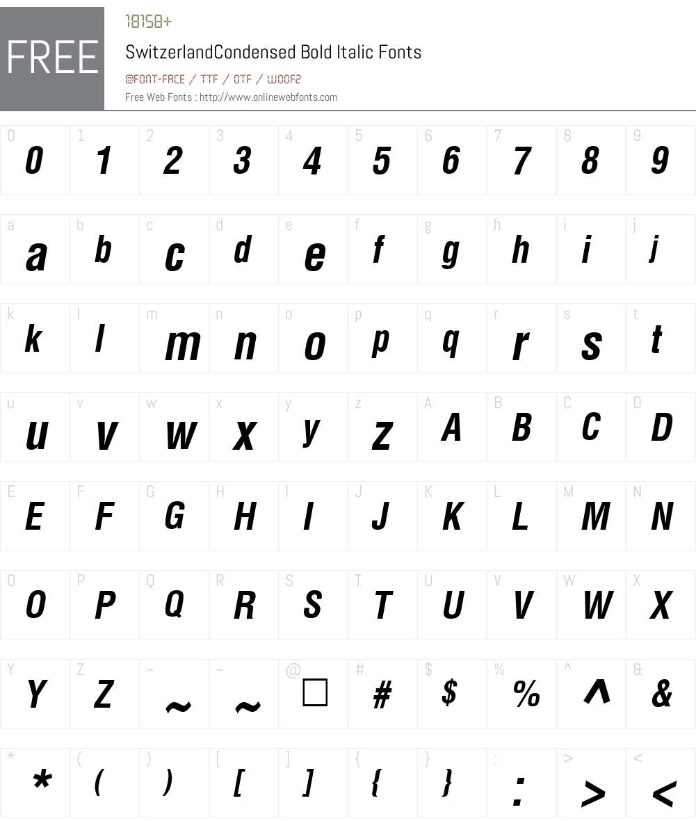 SwitzerlandCondensed Font Screenshots