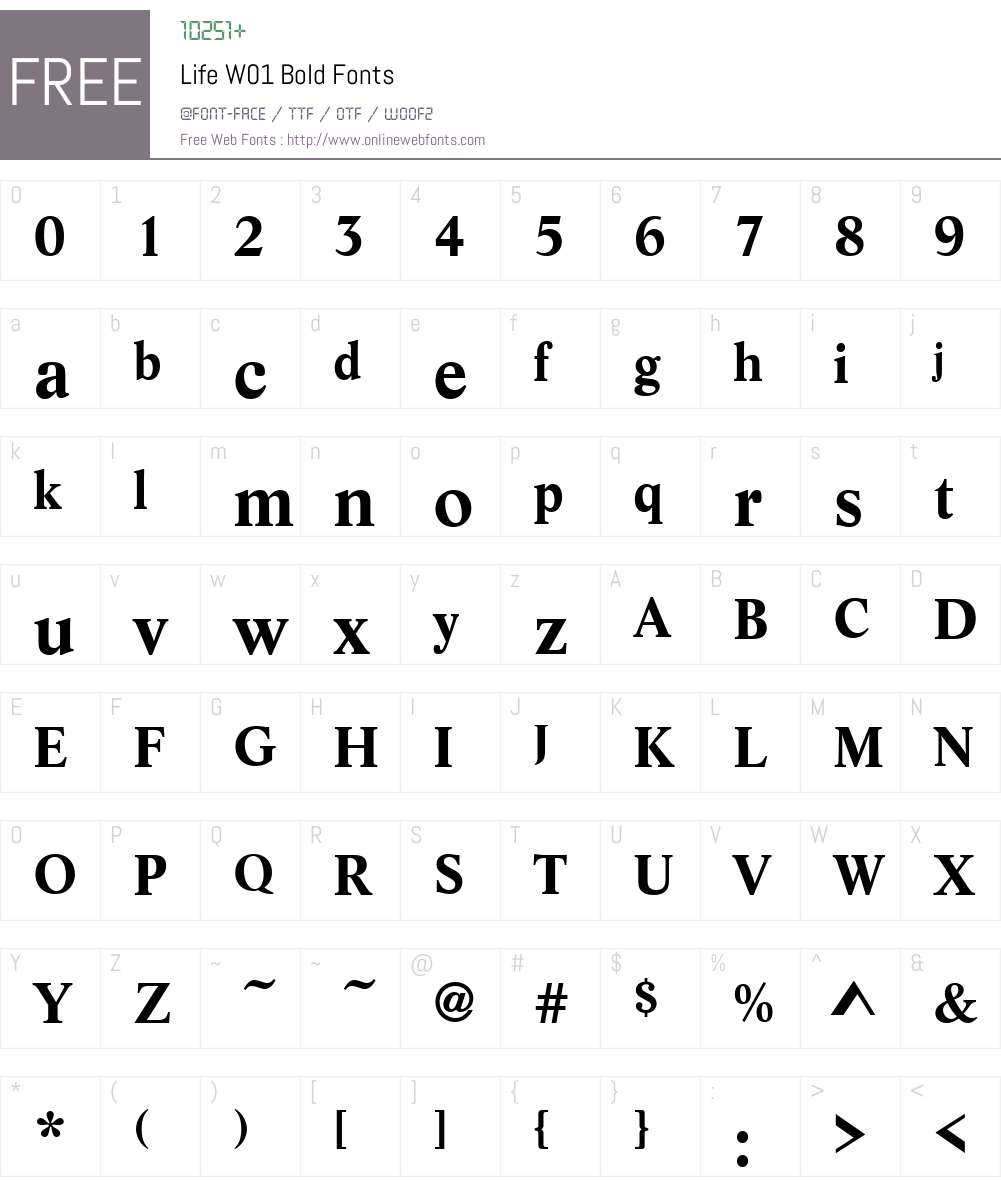 LifeW01-Bold Font Screenshots