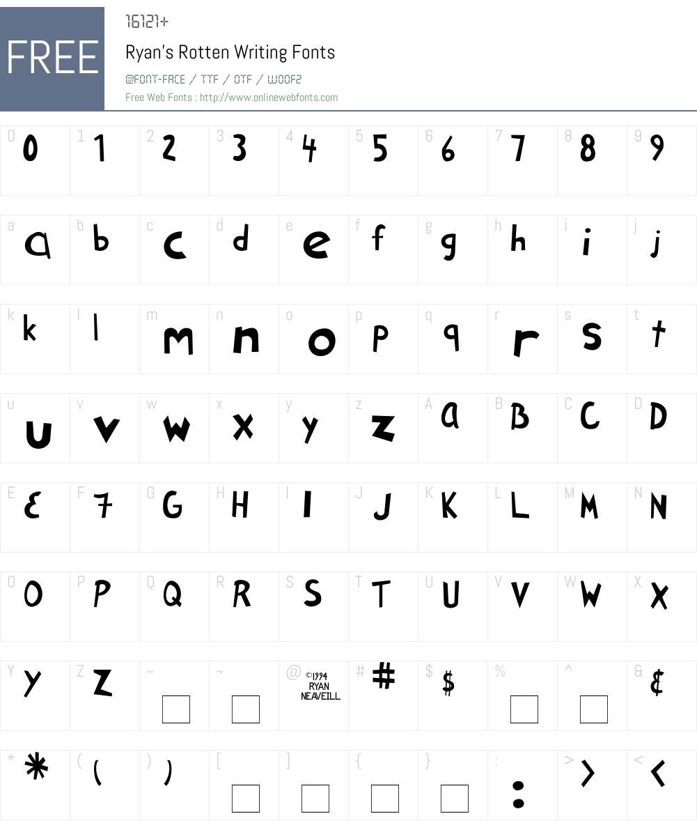 Ryan's Rotten Writing Font Screenshots