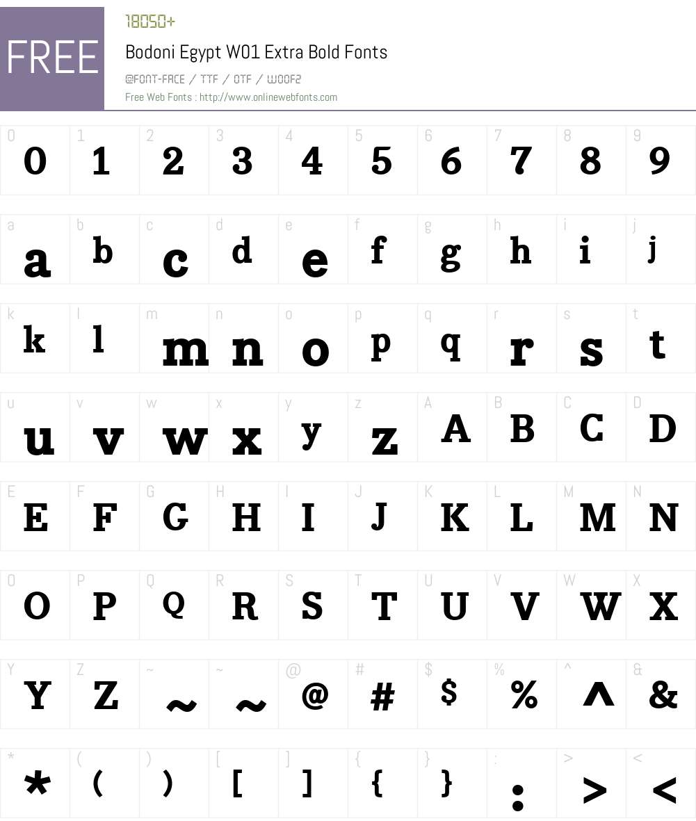 BodoniEgyptW01-ExtraBold Font Screenshots