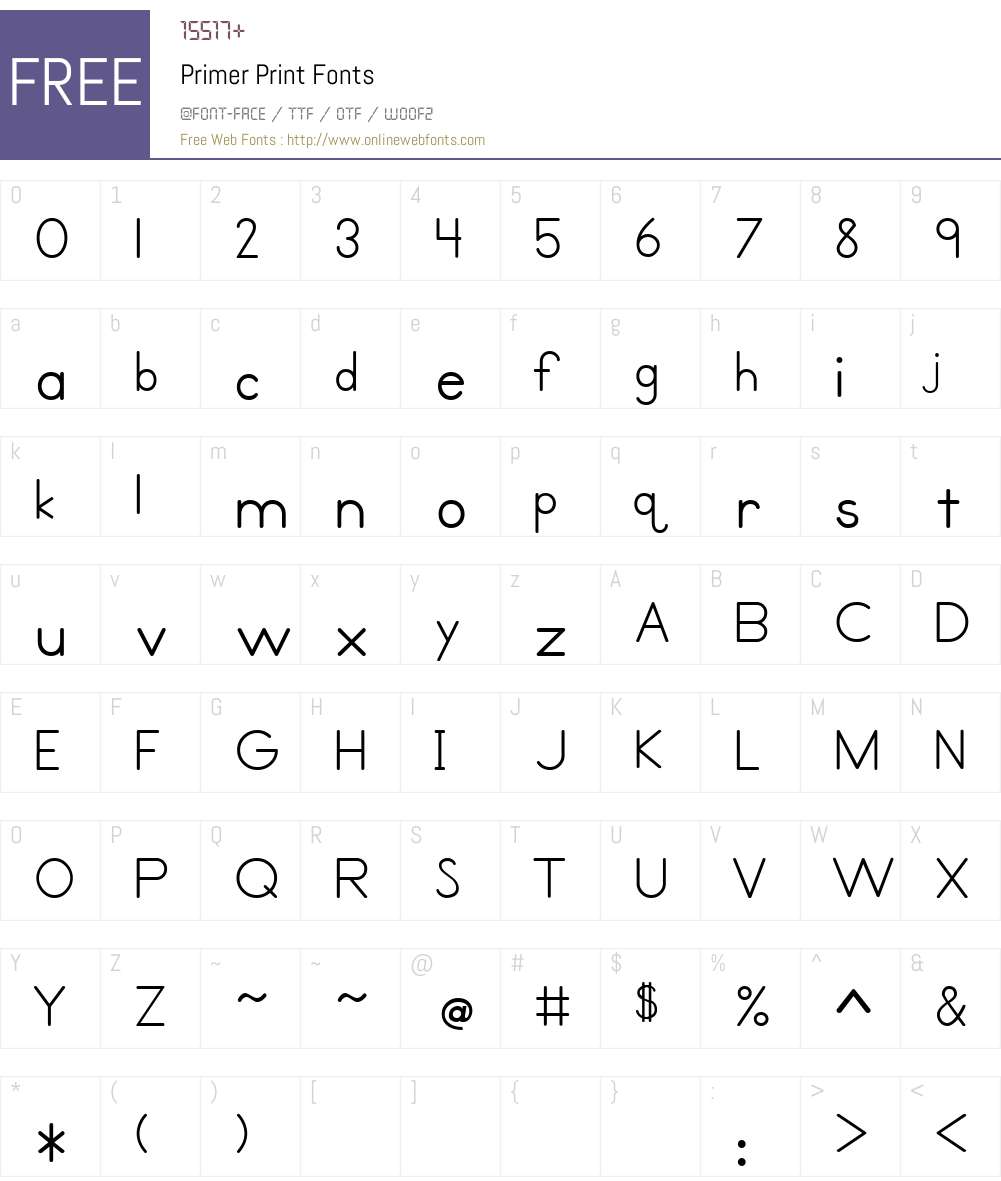 Primer Print Font Screenshots